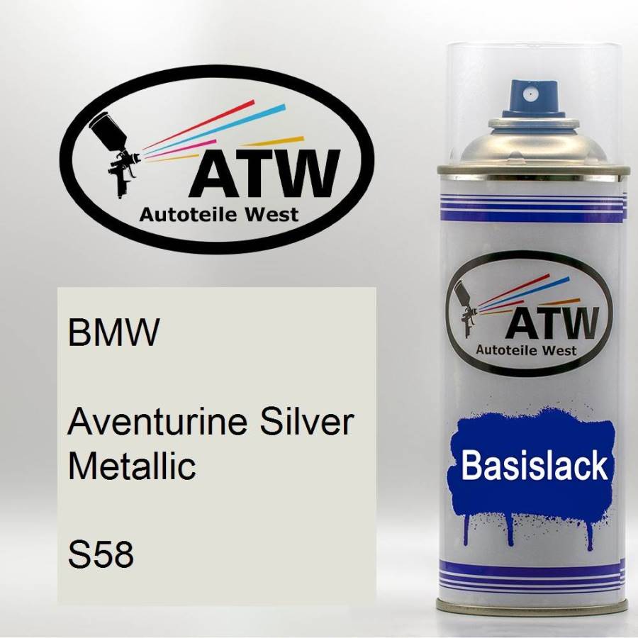 BMW, Aventurine Silver Metallic, S58: 400ml Sprühdose, von ATW Autoteile West.